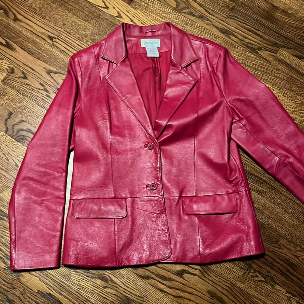 Red Leather Jacket Blazer Chadwick’s 12P